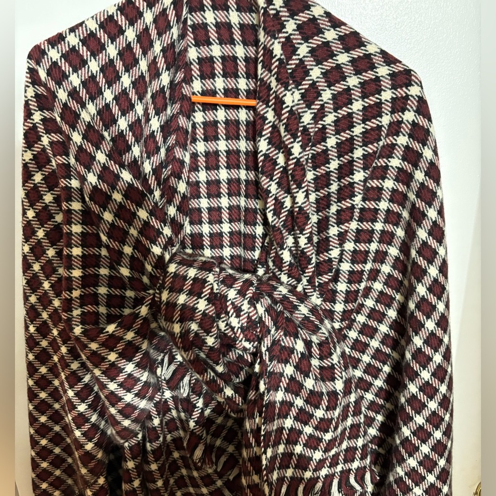 Dot Dash wool sweater cape, tartan one size  perfect for fall nights! Like new!